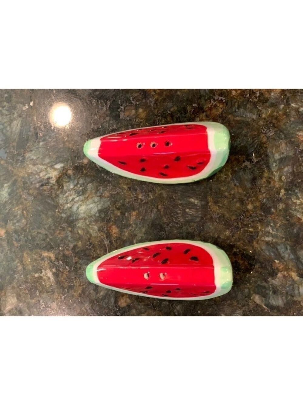 Watermelon Salt & Pepper Shakers Ceramic Home Decor New Tiered Tray Decor - Picture 7 of 8